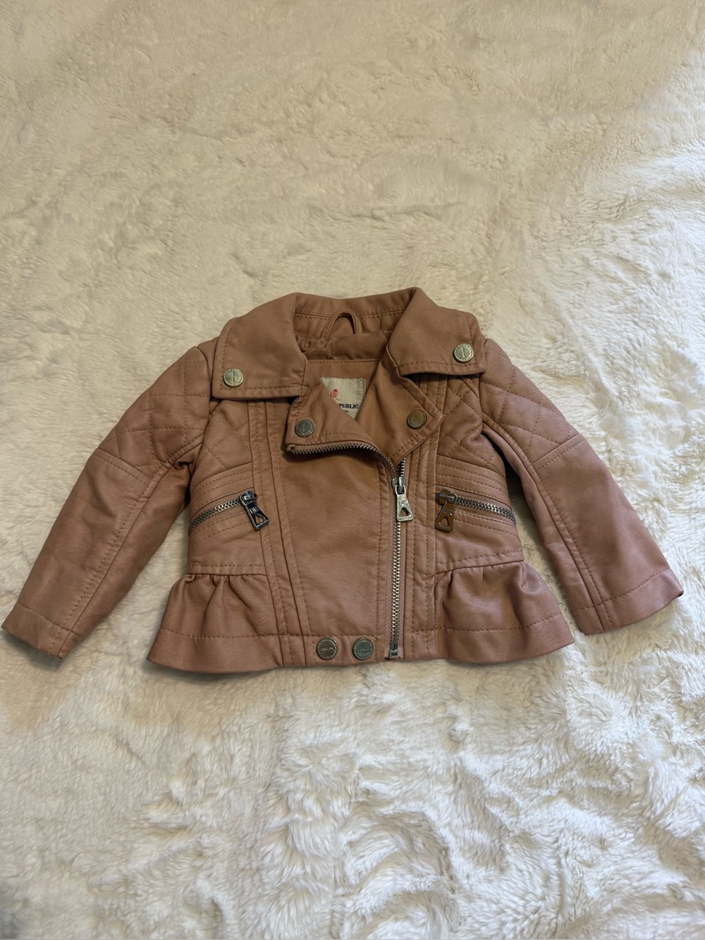 Urban Republic Kids Faux Leather Moto Jacket in Dusty Rose